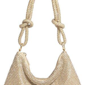 Stylish Knotted Shoulder Strap Rhinestone Evening Clutch - 10.2x6.3 Inches
